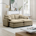Two Seater Theater Sofa With 2 Footrest, 2 Seater Sofa With Ottoman For Small Living Spaces,Tan Corduroy Tan Corduroy 2 Seat