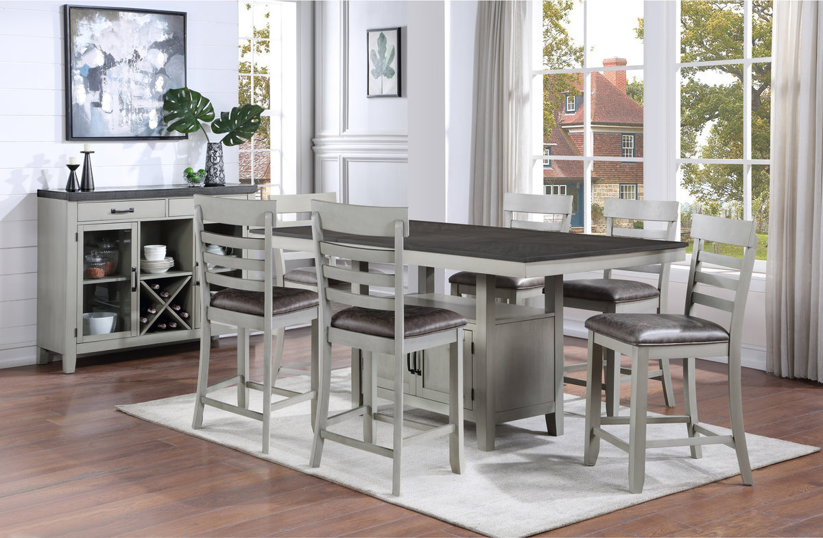 Hyland Counter Chair Set Of 2 Dark Gray Dark Gray Faux Leather