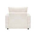 39 Inch Spring Upholstered Armchair And Ottoman Set Comfortable Single Sofa With Cup Holder And Corduroy Fabric, Perfect For Living Room Or Bedroom White Corduroy 1 Seat