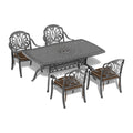 Cushions In Random Colors 5 Piece Set Of Cast Aluminum Patio Furniture With Cushions Yes Dining Set Black Seats 4 Rust Resistant Frame Water Resistant Cushion Garden & Outdoor Complete Patio Sets
