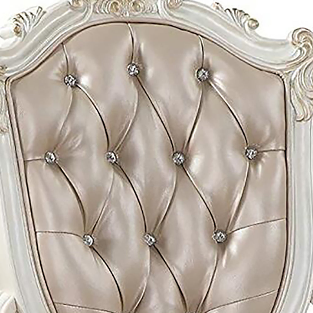 Rose Gold And Pearl White Tufted Arm Chair Set Of 2 Beige Primary Living Space Poplar Wood Fabric