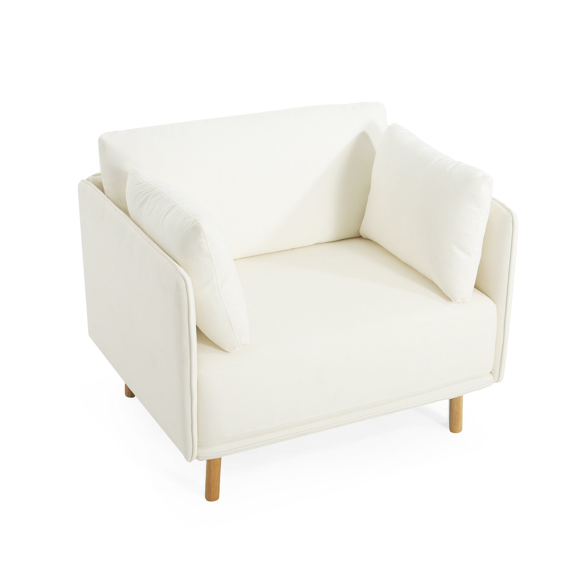 39" Modern Upholstered Accent Chair With Soft Cushions, Sleek Armrest Design And Sturdy Wooden Legs, Cozy Seating For Living Room, Bedroom, Or Office Lounge White Metal,Polyester,Solid Wood Mdf