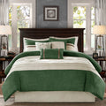 7 Pc Pieced Faux Suede Comforter Set Green King Queen Green Polyester