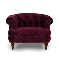 La Rosa Victorian Tufted Upholstered Accent Chair, Burdy Velvet Burgundy Foam Velvet