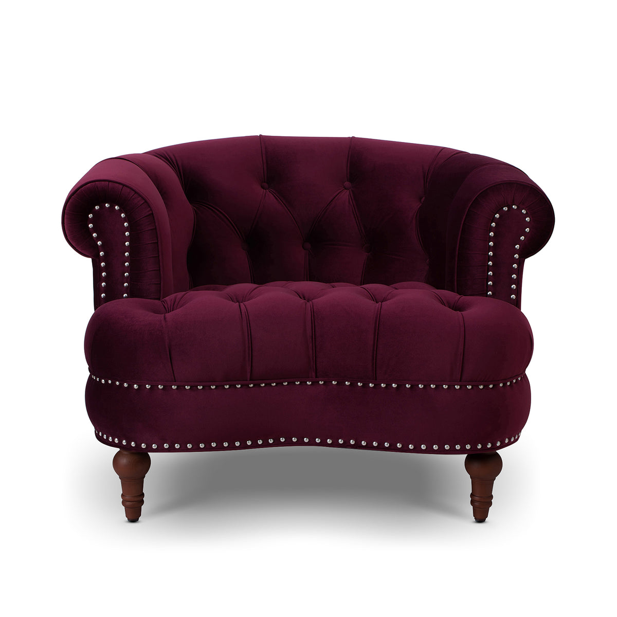 La Rosa Victorian Tufted Upholstered Accent Chair, Burdy Velvet Burgundy Foam Velvet