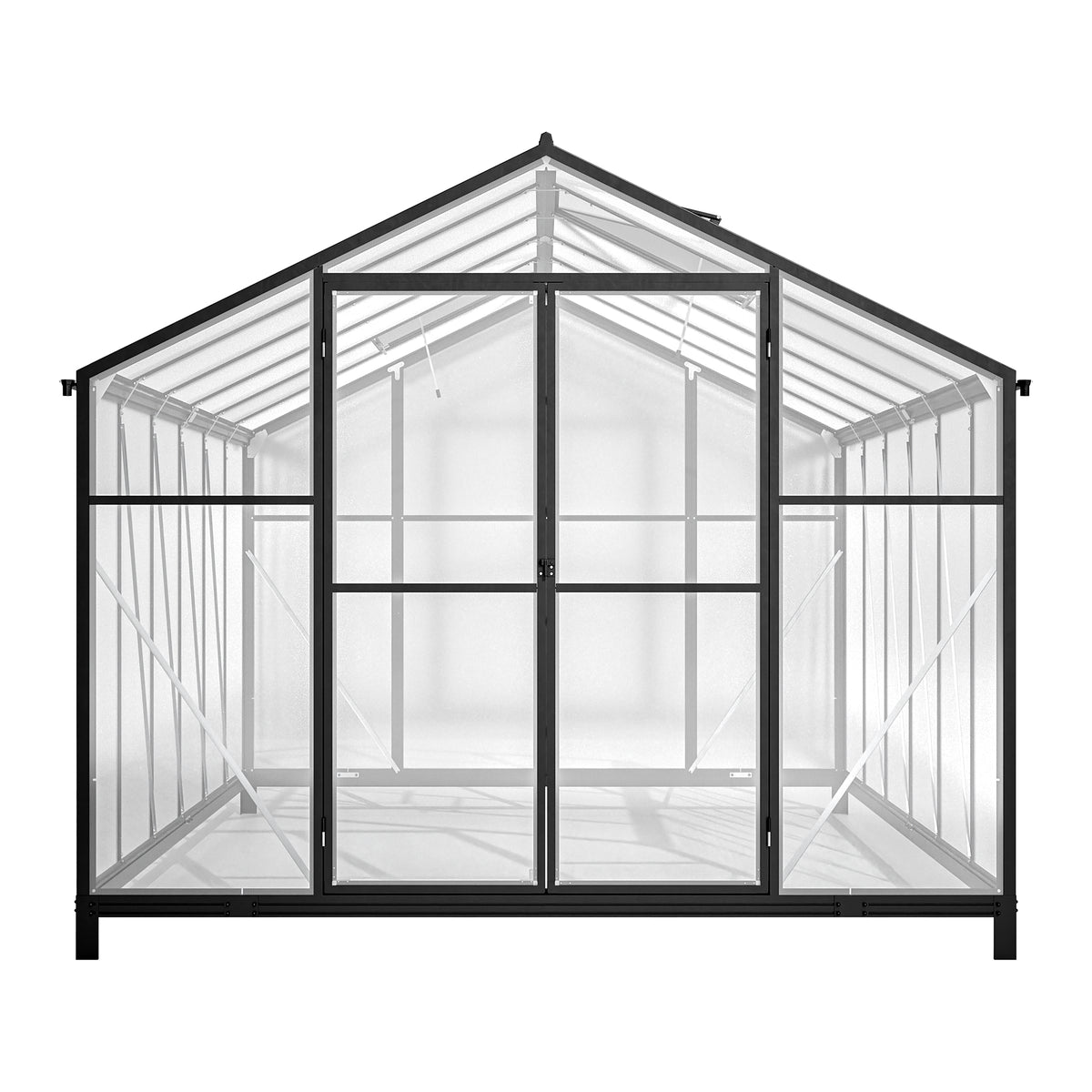 8' X 12' Outdoor Greenhouse, Heavy Duty Polycarbonate Greenhouse, Large Walk In Greenhouse With Double Doors And Two Ventilation Windows, Aluminum Greenhouse For Outdoor Greenhouse Garden Backyard