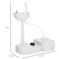 Kleankin Portable Camping Sink, Handwashing Station Basin With 4.5 Gallon Tank, 6.3 Gallon Recovery Tank, Rolling Wheels & Soap Dispenser For Rv, Outdoor Events, Gatherings, Hdpe, White Grey Plastic
