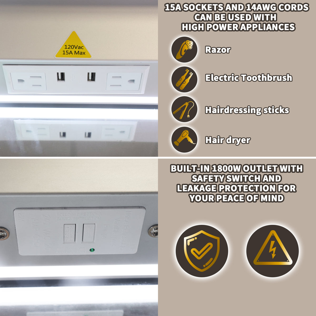 Smart Led Medicine Cabinet With Gfci Outlet & Blum Hinges, Buil Built In High Power Outlet ,72*36 Inchstepless Dimming & Anti Fog,Integrated Design,Multifunctional Bathroom Storage Silver Aluminium