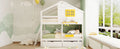 Twin Over Twin Bunk Bed With 2 Drawers, 1 Storage Box, 1 Shelf, Window And Roof White Old Sku:Lt001608Aak Twin White Solid Wood