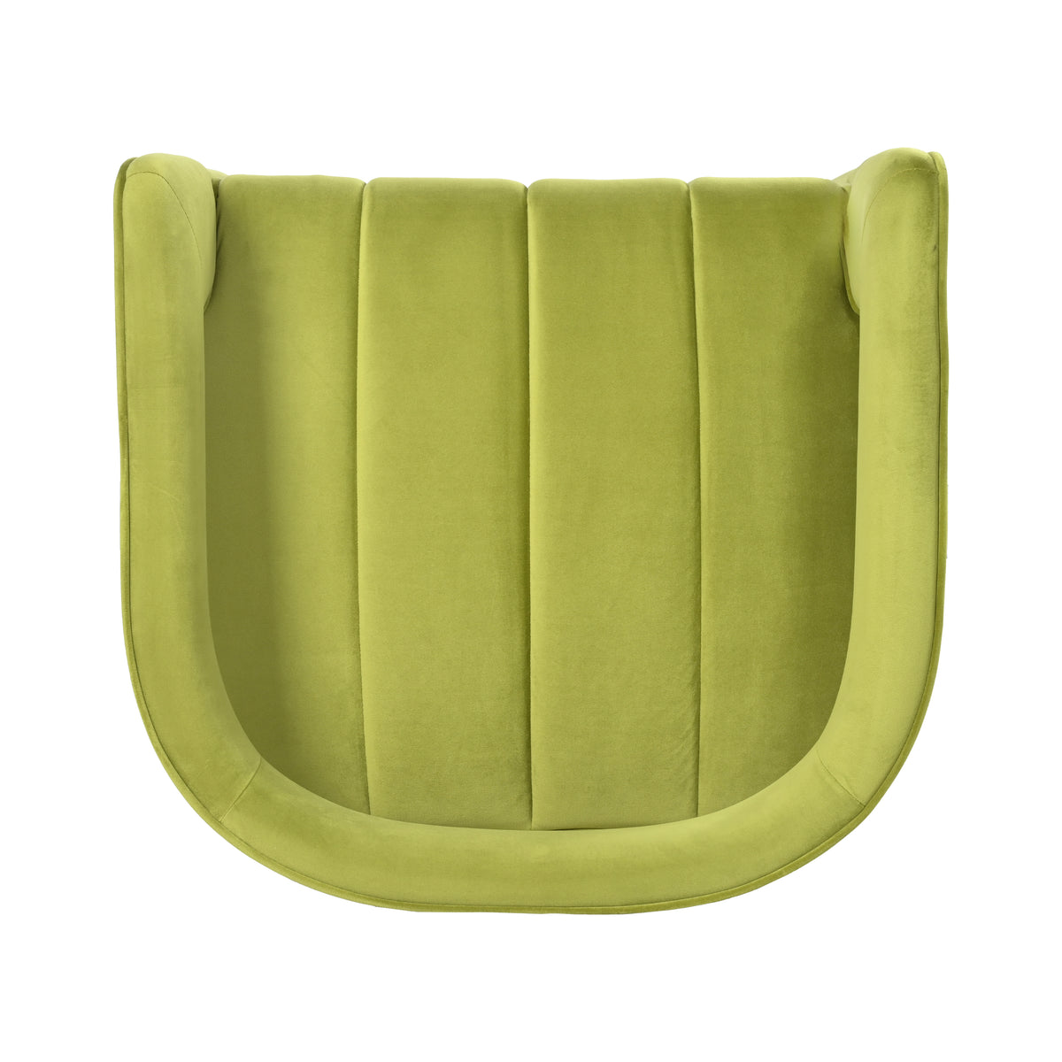Modern Velvet Accent Chair With Ribbed Detail, Luxury Curved Fully Upholstered Accent Chair, Green No Assembly Needed Green Velvet