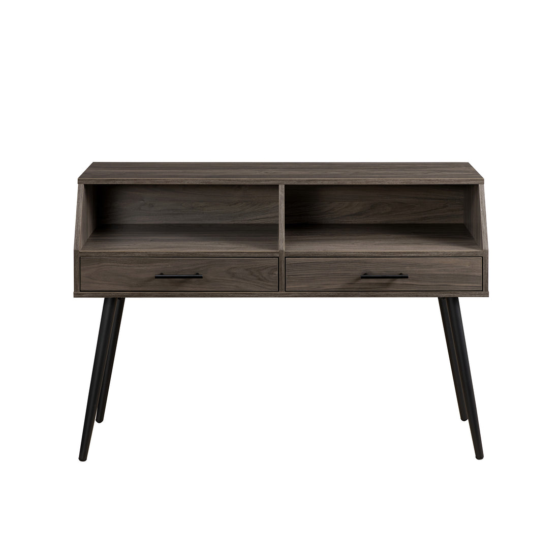 Contemporary 2 Drawer Angled Entry Table Slate Grey Light Gray Mdf Mdf