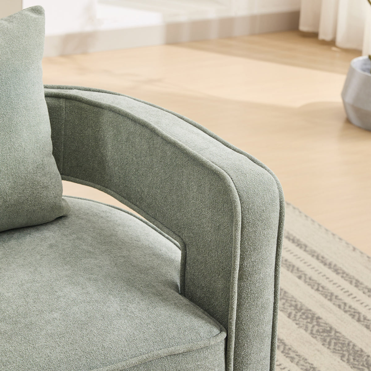 29.1"W Swivel Accent Open Back Chair Modern Comfy Sofa Chair With Weathered Base For Nursery Bedroom Living Room Hotel Office, Club Chair Leisure Arm Chair For Lounge Pale Green,Linen Blend Pale Green Linen Blend