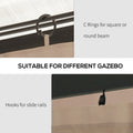 Outsunny 10' X 10' Universal Gazebo Sidewall Set With Panels, Hooks And C Rings Included For Pergolas And Cabanas, Brown Brown Polyester
