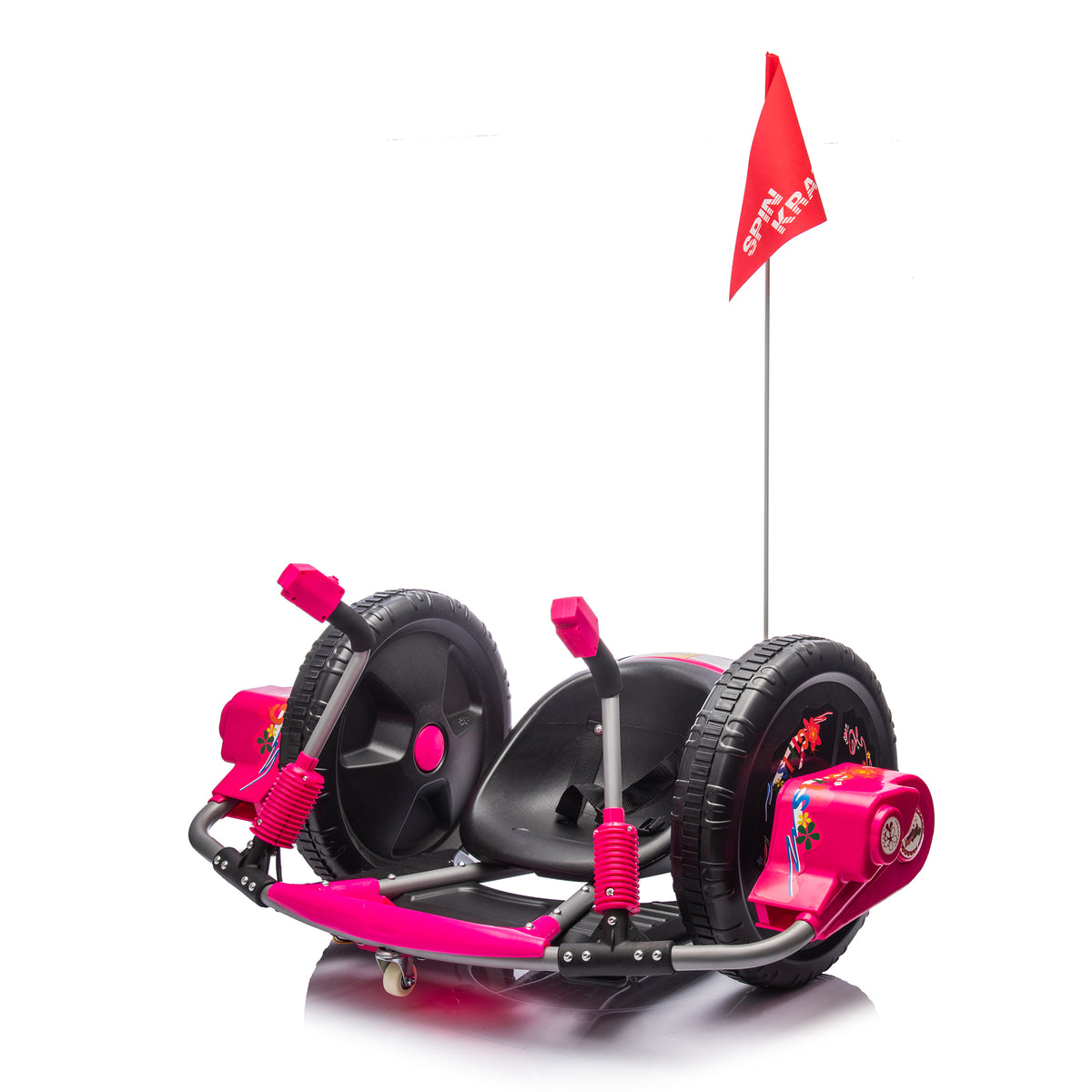 12V Kids Ride On Electric Toy,2Wd,16'' Exaggerated Wheel,Dual Handle Control For 360 Degree Flexible Steering And Rotation,Solid Metal Frame,Provide A Speed Of 4.66 Mph For Kids Aged 6 . Pink 50 99 Lbs Polypropylene