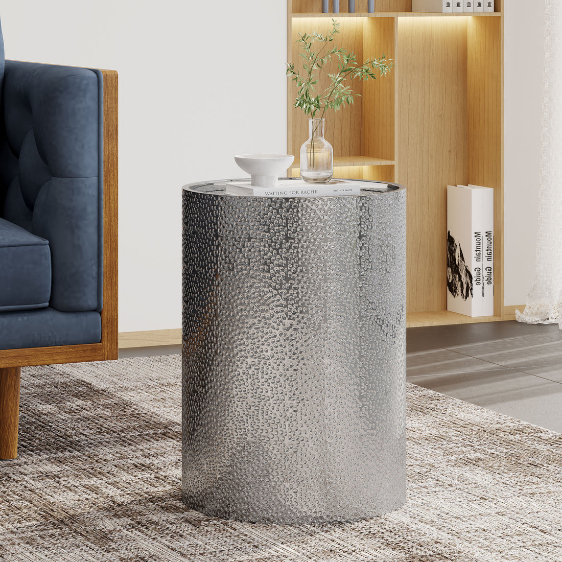 Metal Side Table Silver Iron