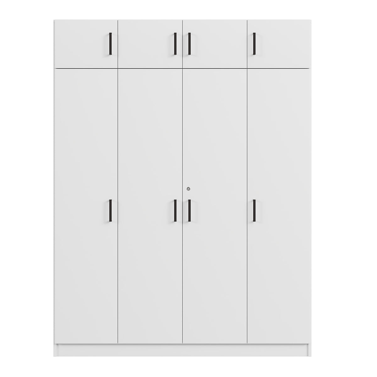 4 Door Wardrobe With 1 Drawer And Top Cabinetwhite White White Bedroom Contemporary Particle Board