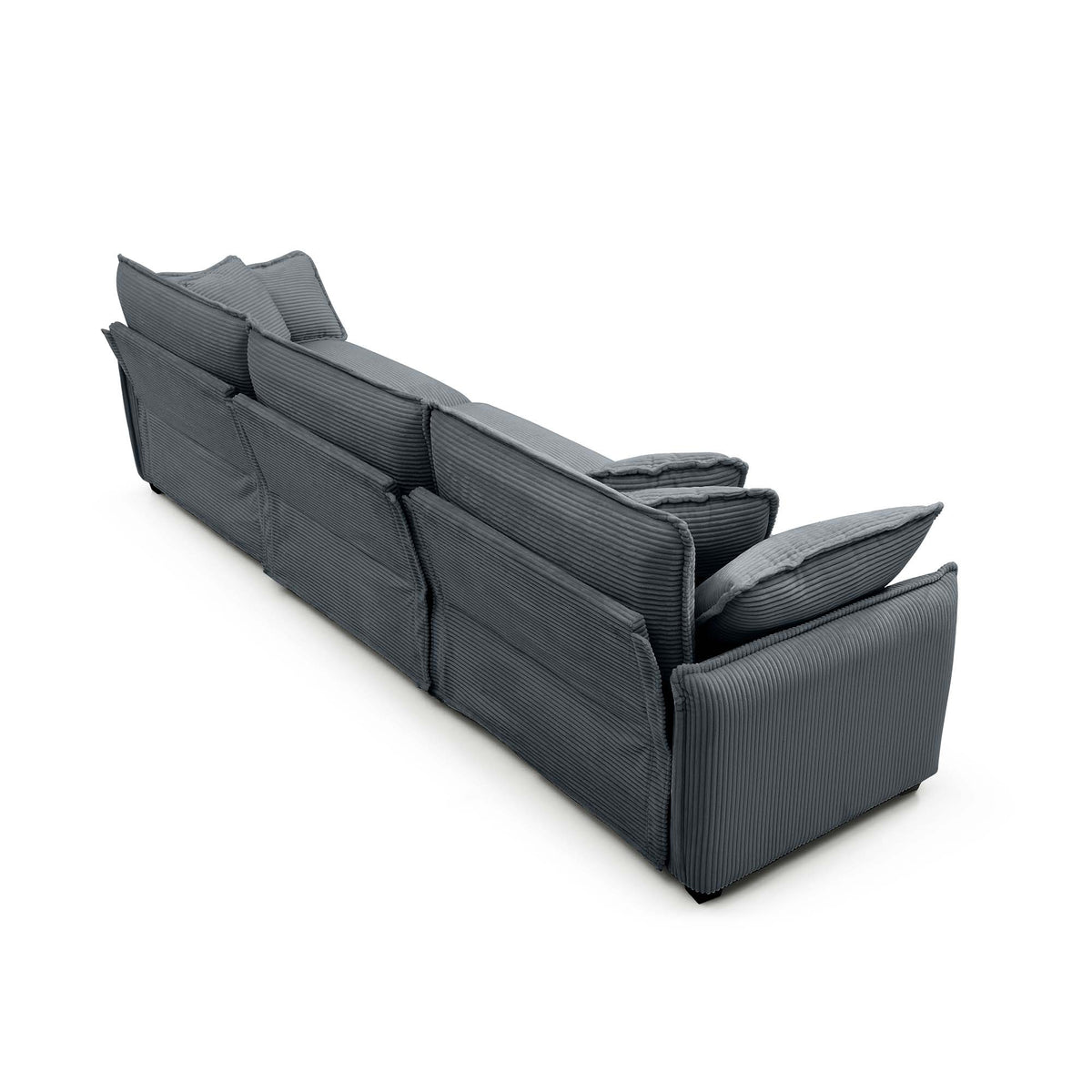 Mid Century Modern Sofa Set Of Two, One 3 Seater Sofa And One Single Seat Sofa With 2 Arm Pillows And 4 Throw Pillows,2 Pieces Sofa Set For Living Room,Grey Corduroy Fabric Grey Corduroy 4 Seat