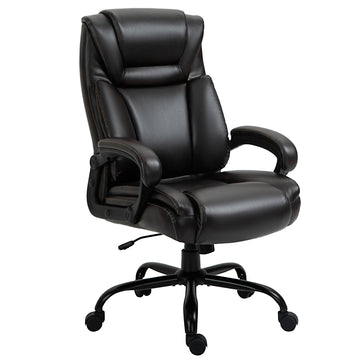 Vinsetto Big And Tall 400Lbs Executive Office Chair With Wide Seat, Computer Desk Chair With High Back Pu Leather Ergonomic Upholstery, Adjustable Height And Swivel Wheels, Brown Brown Faux Leather