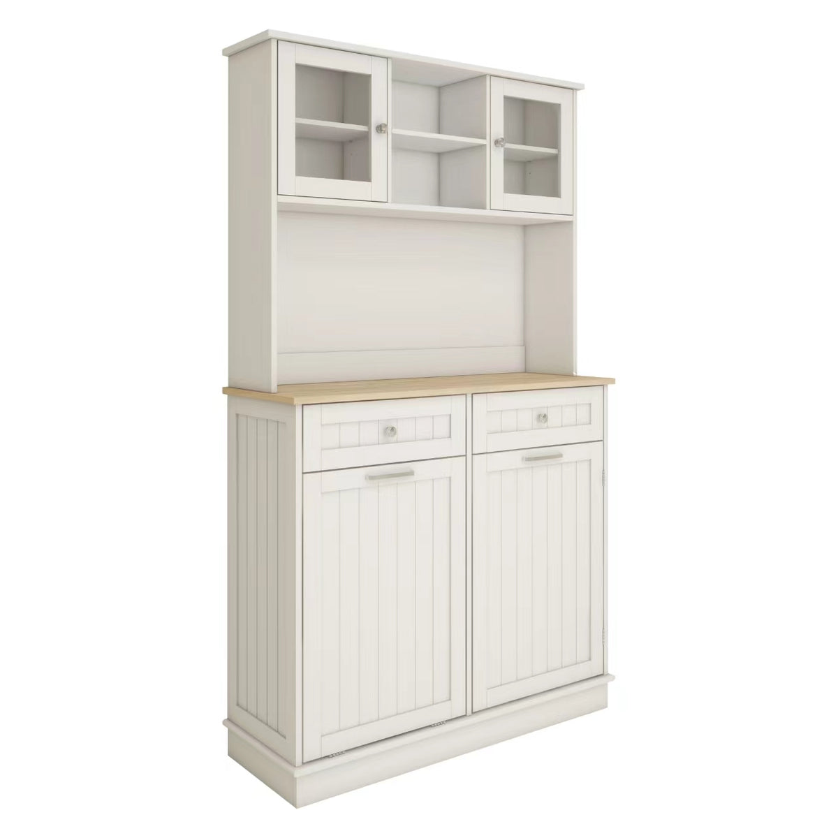 67.7" Tall Kitchen Trash Can Storage Cabinet With 3 Adjustable Shelves, 2 Drawers And 1 Tilt Out Trash Cabinet For Kitchen, Dinning Room, Living Room White White Mdf