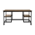 Modern Traditional Aesthetic 1Pc Writing Desk With 4X Shelves Metal Casters Natural Finish And Rustic Black Metal Finish Black,Natural Primary Living Space Shelves Rectangular Engineered Wood,Metal