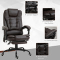 Vinsetto 7 Point Vibrating Massage Office Chair, High Back Executive Recliner With Lumbar Support, Footrest, Reclining Back, Adjustable Height, Brown Brown Faux Leather