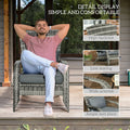 Outsunny Patio Wicker Adirondack Chair, Outdoor All Weather Rattan Fire Pit Chair W Soft Cushions, Tall Curved Backrest And Comfortable Armrests For Deck Or Garden, Gray Grey Steel