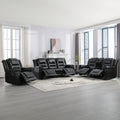 Home Theater Recliner Set Manual Recliner Chair With Wide Armrest, Two Built In Cup Holders For Living Room,Bedroom, Black Old Sku:Sg000760Aab Black Foam Pu Leather