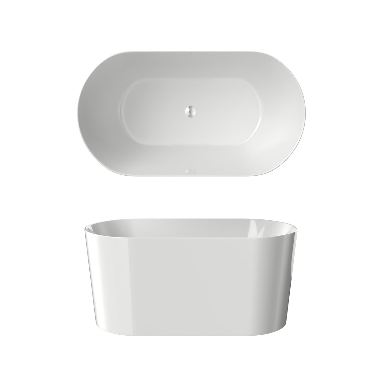 55" Acrylic Freestanding Bathtub, Small Soaking Tub, Glossy White, Toe Tap Chrome Drain, Cupc Certified Gloss White Oval Bathroom Freestanding Tubs Polished Less Than 59 In Contemporary Soaking
