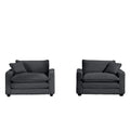 Luxurious And Sophisticated Deep Seated Sofa Set With Two Single Chairs In Grey Corduroy Fabric, Suitable For Bedroom And Office Grey Corduroy 2 Seat