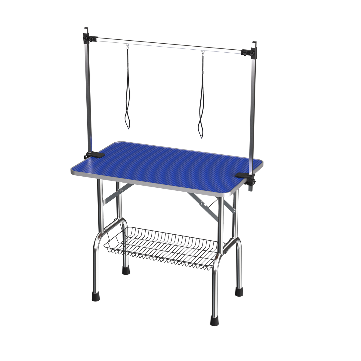 Large Grooming Table For Pet Dog And Cat With Adjustable Arm And Clamps Large Heavy Duty Animal Grooming Table, 42'' Blue Blue Stainless Steel