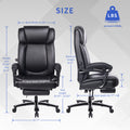 Office Chair With Footrest 400Lb Big And Tall Computer Gaming Chair Ergonomic Executive High Back Reclining Leather Desk Chair With Adjustable Lumbar Support And Heavy Duty Metal Base Metal Black Office Sponge Leather
