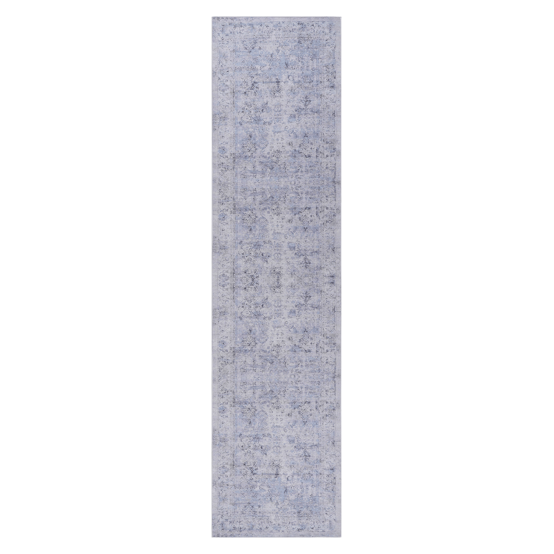 Area Rug, Washable Rug, Low Pile, Non Slip, Non Shedding, Foldable, Kid & Pet Friendly Area Rugs For Living Room, Bedroom, Kitchen, Dining Room Rug Perfect Gifts, Blue Cream, 2'6'' X 10' Blue Cream Chenille Polyester