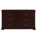 Classic Traditional 1Pc Dresser Of 6 Drawers Cherry Finish Bedroom Wooden Storage Furniture Cherry Wood