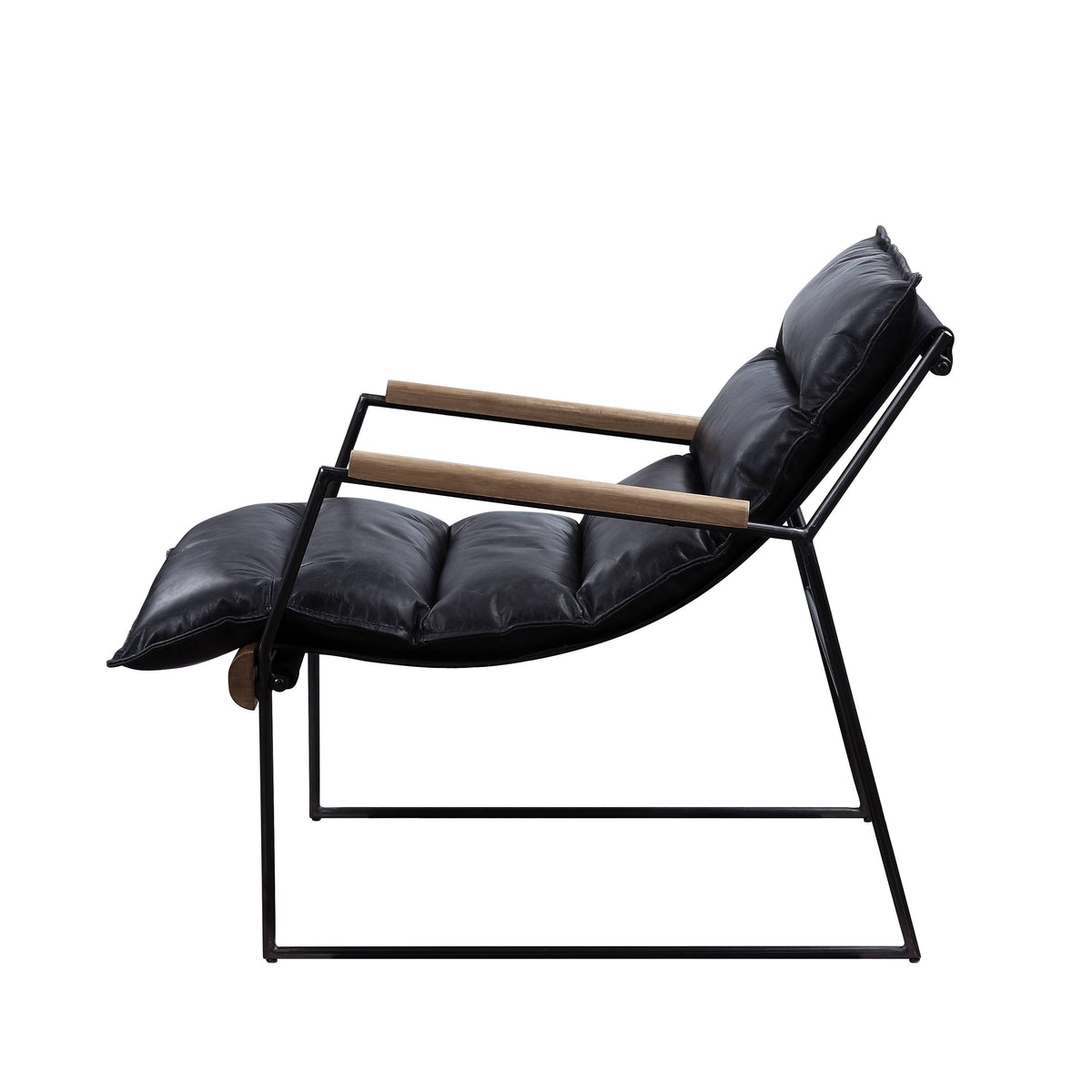 Distress Espresso And Matt Iron Accent Chair With Sled Base Espresso Primary Living Space Genuine Leather