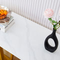 Modern And Simple Rectangular Glass Dining Table In White With A Pattern, 0.39 