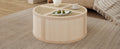 Round To Square Block Modular Coffee Table Light Natural Rattan With Storage 4 Piece Light Natural Rubber Wood