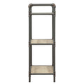 Antique Oak And Sandy Grey 3 Tier Bookcase 3 Oak Horizontal Primary Living Space Open Back Industrial Adjustable Shelves Wood Metal