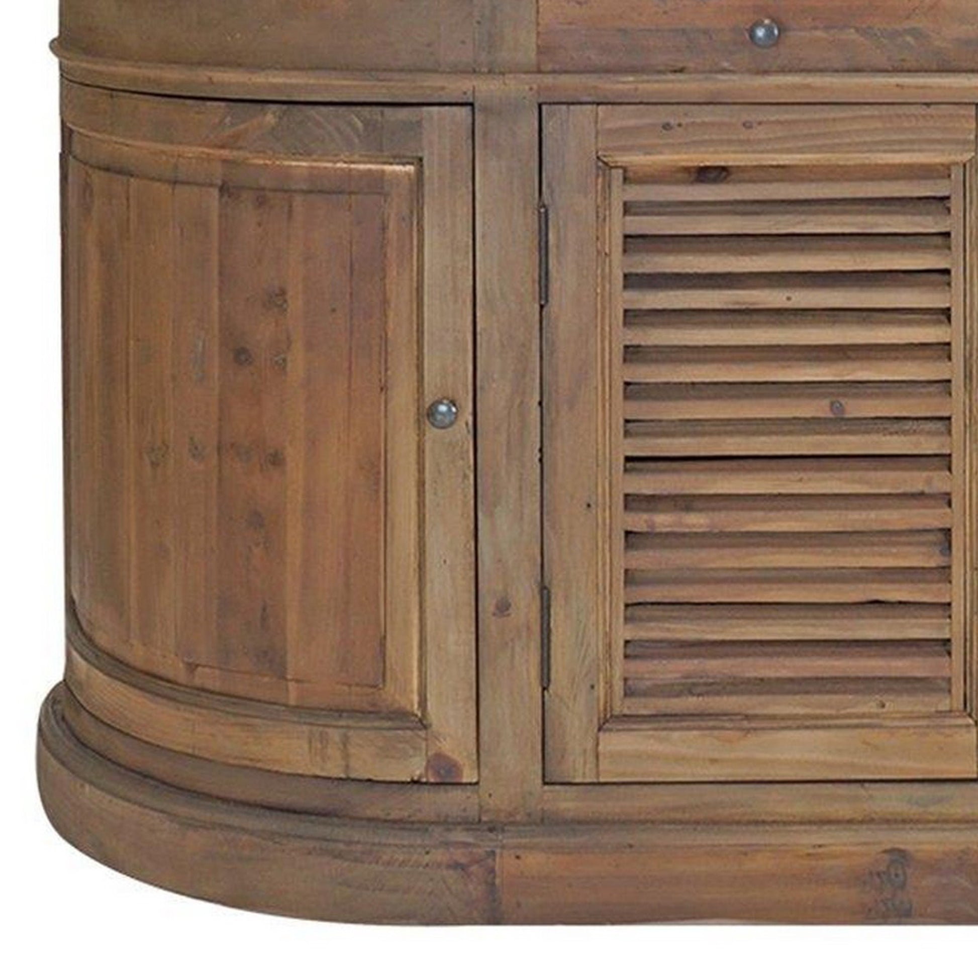 70 Inch Sideboard Console Serving Buffet Cabinet, 2 Shuttered Doors, Brown Brown Wood Metal
