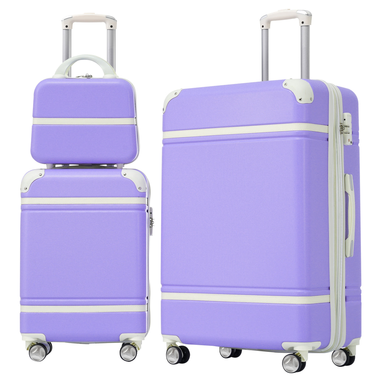 Hardshell Luggage Sets 3 Pieces 20" 28" Luggages And Cosmetic Case Spinner Suitcase With Tsa Lock Lightweight,Purple Purple Abs