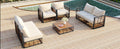 Modern Minimalist 7 Piece Metal Patio Sectional Sofa Set, All Weather Garden Conversational Furniture Set With Thick Cushions And Coffee Table For Indoor Outdoor, Gray Yes Deep Seating White Weather
