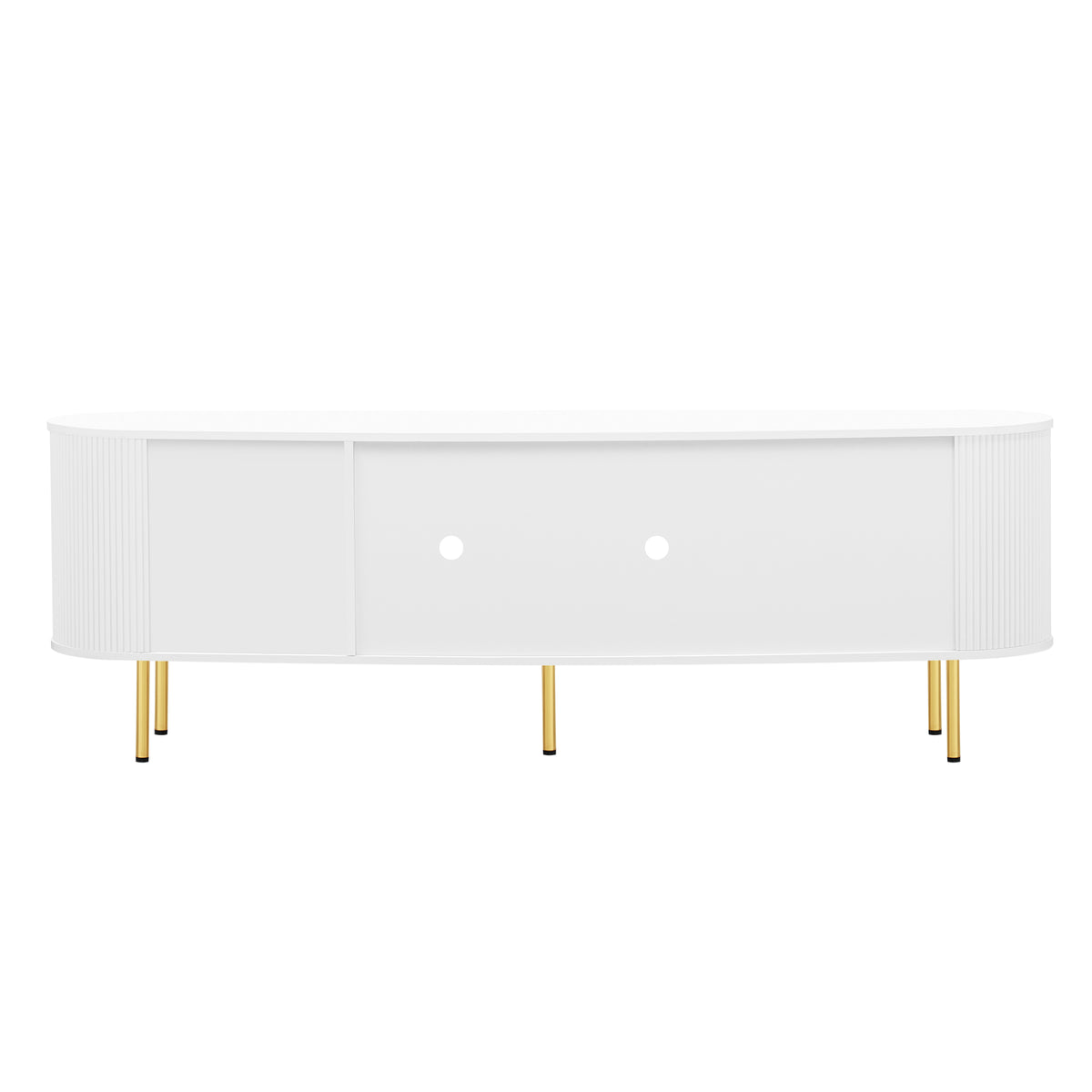 Modern Tv Stand For Tvs Up To 80 Inches, Entertainment Center With 4 Cabinets, Wood Media Console With Metal Legs And Handles For Living Room, White White 70 79 Inches Mdf