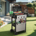 3 Burner Propane Gas Bbq Grill, 25650Btu Output With Wire Enamel Cooking Grids For Outdoor Barbecue, Foldable Side Table, Stainless Steel Black Silver Garden & Outdoor Iron,Stainless Steel