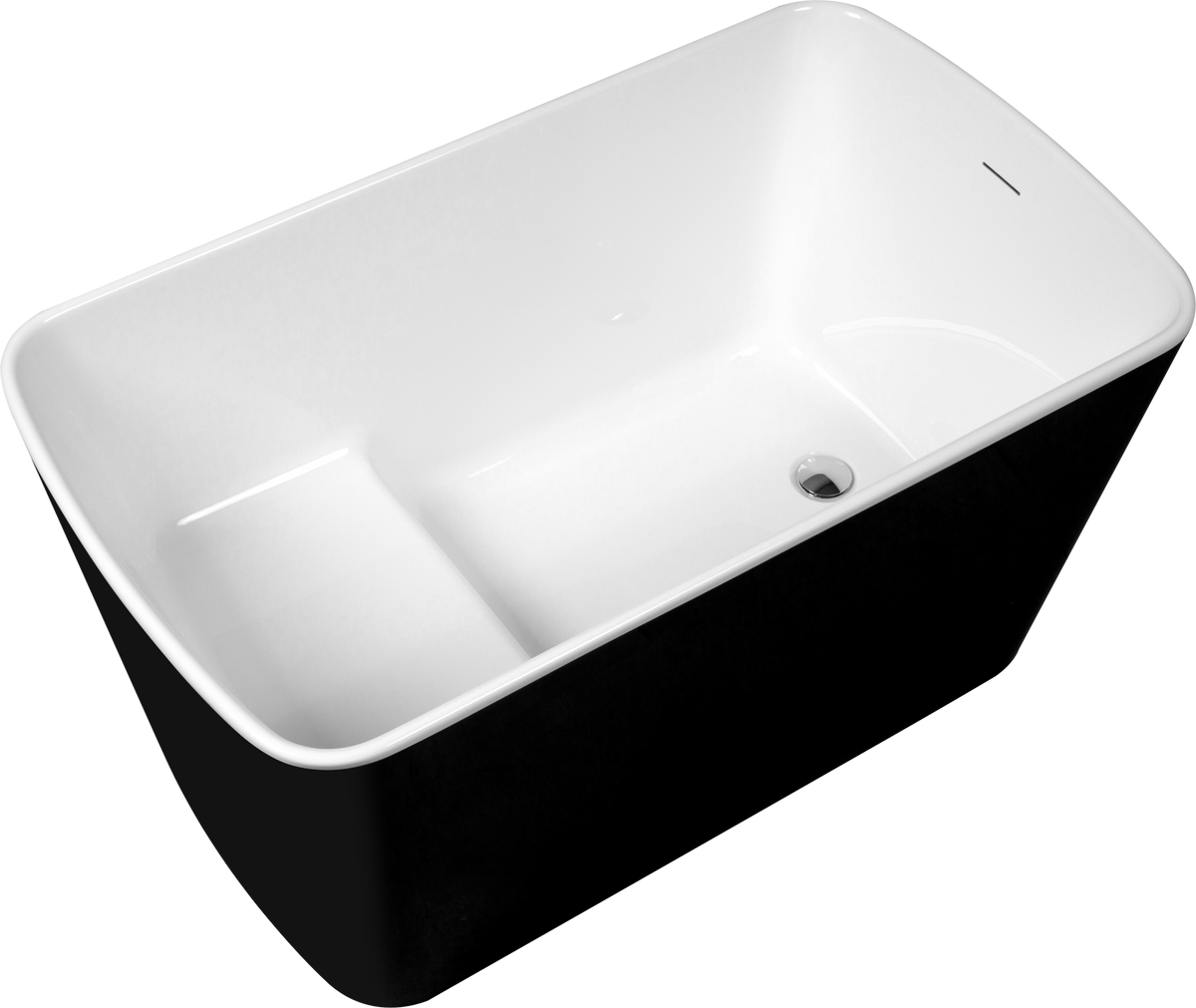 49'' X 28'' Acrylic Freestanding Soaking Bathtub, Square Shape Japanese Soaking Hot Tub, Sit In Design With Chrome Overflow And Drain, Available For Express Delivery, 23Ama 49B Glossy Black Black Freestanding Tubs Acrylic