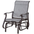 Outsunny Outdoor Glider Chair, Gliders For Outside Patio With Steel Frame And Mesh Fabric For Backyard, Garden, And Porch, Gray Grey Mesh