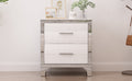 Elegant High Gloss Nightstand With Metal Handle,Mirrored Bedside Table With 2 Drawers For Bedroom,Living Room,White White Particle Board