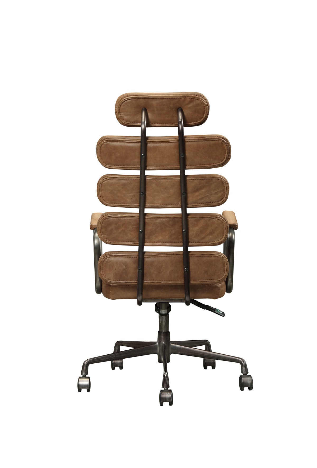 Retro Brown Swivel Office Chair With Pneumatic Lift Caster Wood Solid Brown Office Office Chairs Solid Back Swivel Genuine Leather