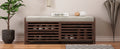 Distressed Shutter Storage Bench With Acacia Veneer For Retro Charm For Living Room, Entryway Espresso Espresso Mdf
