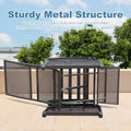 Adjustable Patio Recliner Chair Metal Outdoor Lounge Chair With Flip Table Push Back, Adjustable Angle, 6.8'' Removable Cushions, Support 350Lbs, Navy Blue Yes Blue Garden & Outdoor Metal