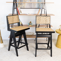 Keira Rattan Bar Stool Set Of 2 Black,Rattan Rattan,Solid Wood