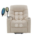 Nairi Power Recliner W Lift, Heating & Massage, Light Gray Leather Aire Lv02995 Light Gray Upholstered